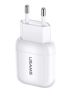 Usams : Cargador de red 2.1A (enganche USB) - blanco (blíster) 2