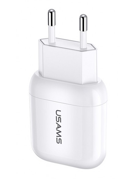 Usams : Cargador de red 2.1A (enganche USB) - blanco (blíster)