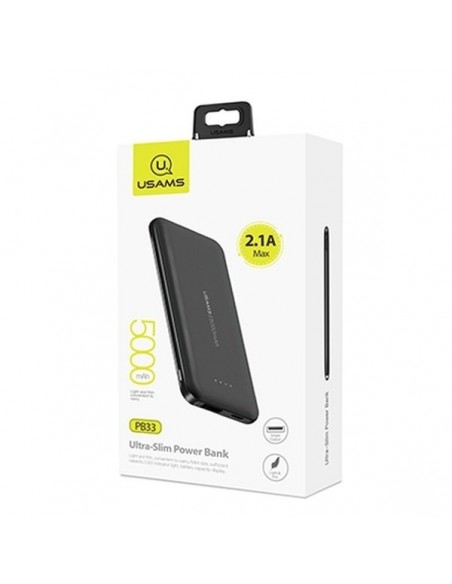 Usams : Batería externa PB33 Slim 5000 mAh - negra (blíster)