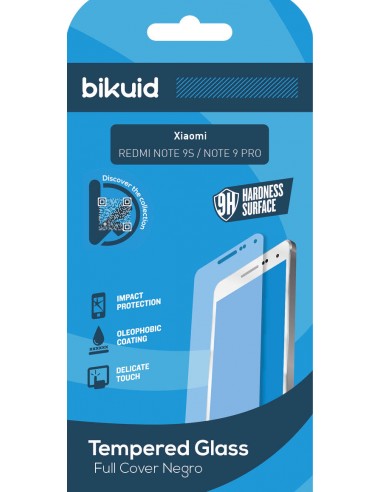 Bikuid : Full Screen Tempered Glass - Xiaomi Redmi Note 9S / Note 9 Pro - negro