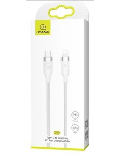 Usams : Cable de datos PD Fast Charge (Type-C / Lightning 1.2 metros) - blanco (blíster)