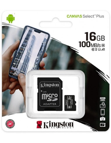 Kingston : microSD 16GB Clase 10 (100 MB/s) con adaptador (blíster)