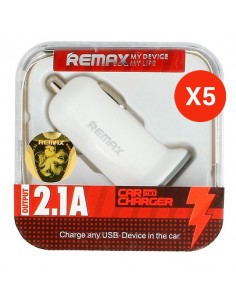 Remax : Cargador de coche mini - blanco (enganche USB 2.1A) (blíster) (Pack de 5)
