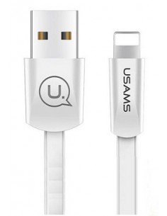 Usams : Cable de datos Flat (Lightning) - blanco (iPhone 7 / 8 / X / 11) (blíster)