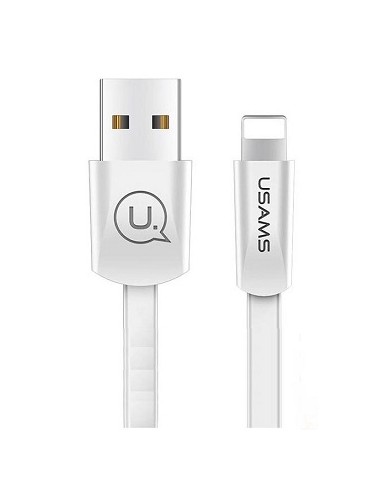 Usams : Cable de datos Flat (Lightning) - blanco (iPhone 7 / 8 / X / 11) (blíster)