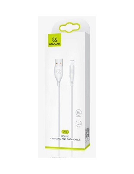 Usams : Cable de datos Round (Lightning) - blanco (blíster)