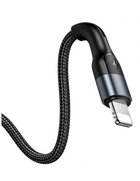 Usams : Cable de datos trenzado aluminio (Lightning) - negro (blíster)