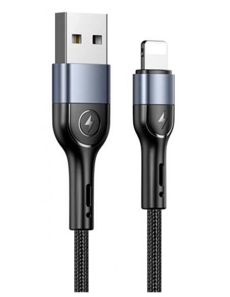 Usams : Cable de datos trenzado aluminio (Lightning) - negro (blíster)