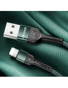 Usams : Cable de datos trenzado aluminio (Lightning) - verde (blíster) 2