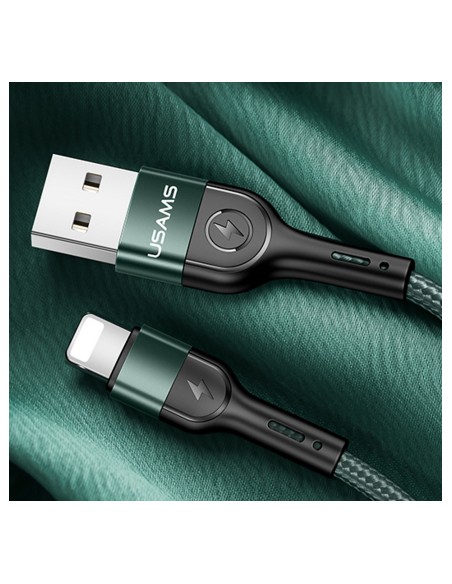 Usams : Cable de datos trenzado aluminio (Lightning) - verde (blíster)