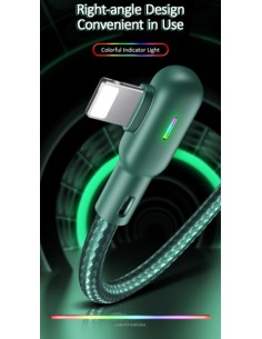 Usams : Cable de datos 90º y USB reversible (Lightning) - verde (blíster) 2
