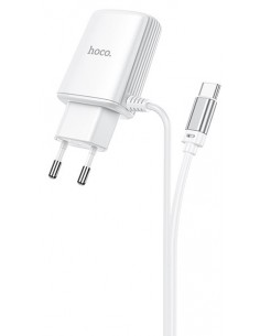 Hoco : Cargador de red 2xUSB 2.4A + Cable Type-C - blanco (blíster)