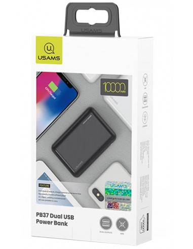 Usams : Batería externa PB37 Dual 10000 mAh - negra (blíster)