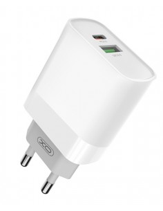 XO : Cargador de red 18W PD 3A Fast Charge (1xUSB-C + 1xUSB-A) - blanco (blíster)
