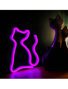 Lámpara de neón - Gato violeta 2