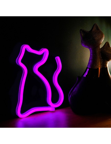 Lámpara de neón - Gato violeta
