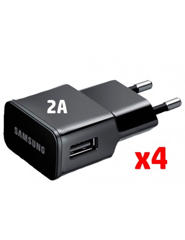 Samsung : Cargador de red ETA-U90EBE (Enganche USB 2A) - negro (Pack de 4)