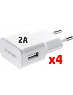 Samsung : Cargador de red ETA-U90EWE (Enganche USB 2A) - blanco (Pack de 4)