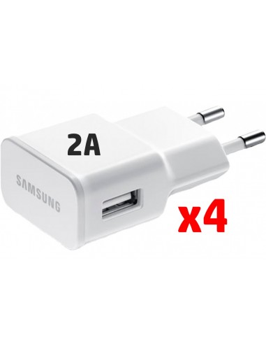Samsung : Cargador de red ETA-U90EWE (Enganche USB 2A) - blanco (Pack de 4)
