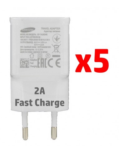 Samsung : Cargador de red EP-TA20EBE QuickCharge 2.0 (1 x USB-A 2A) - blanco (Pack de 5)