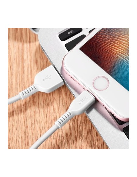 Hoco : Cable de datos microUSB 2m - blanco (blíster)