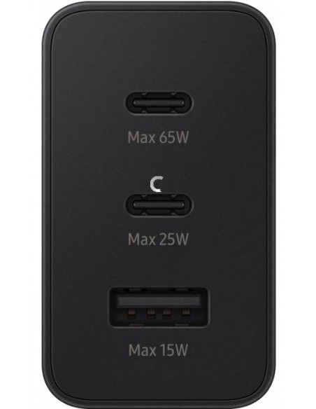 Samsung : Cargador de red EP-T6530 Trio (1 x USB-C 65W / 1 x USB-C 25W / 1 x USB-A 15W) - negro (blíster)