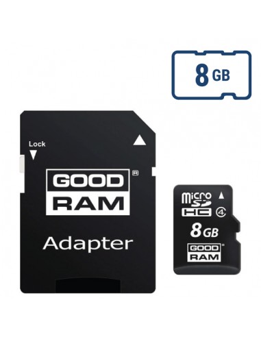 Goodram : Tarjeta microSD 8GB Clase 4 con adaptador (blíster)
