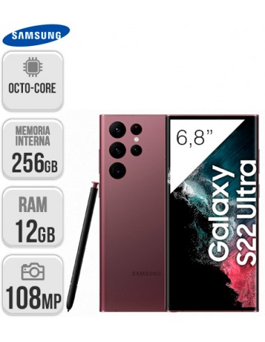 Samsung : S908 Galaxy S22 Ultra 5G 12/256GB - Burgundy