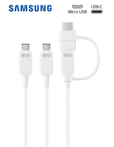 Samsung : Cable de datos múltiple (1 x USB-C + 2 x microUSB) - blanco (blíster)