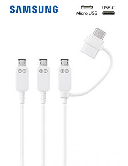 Samsung : Cable de datos múltiple (1 x USB-C + 2 x microUSB) - blanco (blíster)