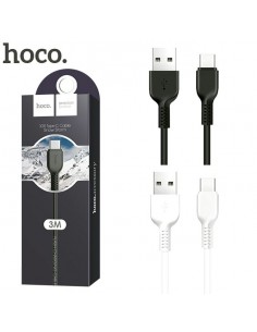 Hoco : Cable de datos (USB-A / USB-C 3m) - negro (blíster)