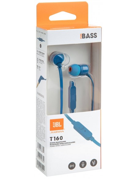 JBL : Manos libres con cable T160 - azul (blíster)