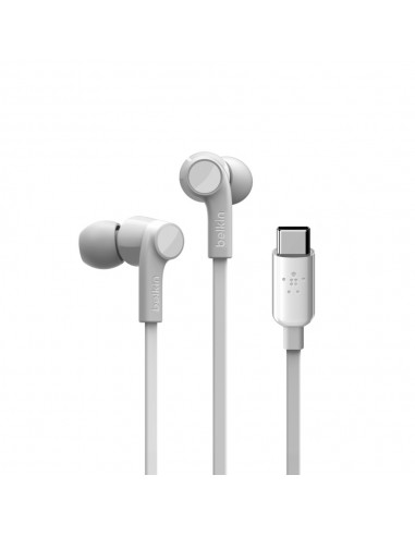 Belkin : ROCKSTAR Auriculares Alámbrico Dentro de oído Llamadas/Música USB Tipo C Blanco