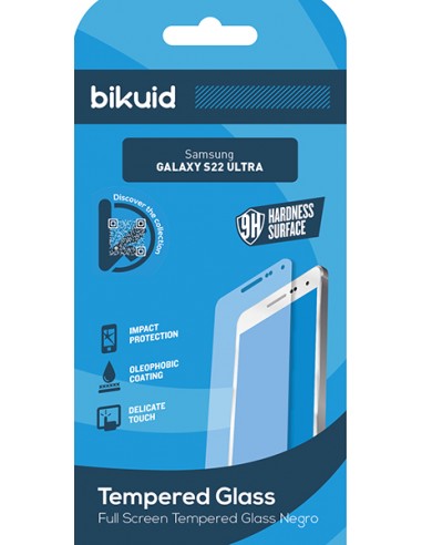 Bikuid : Full Screen Tempered Glass - Samsung Galaxy S22 Ultra - negro