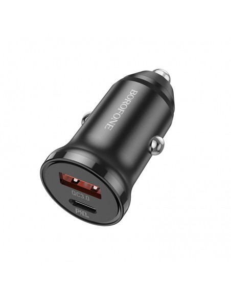 Borofone : Cargador de coche BZ18A (1 x USB-C 20W / 1 x USB-A 18W) - negro (blíster)