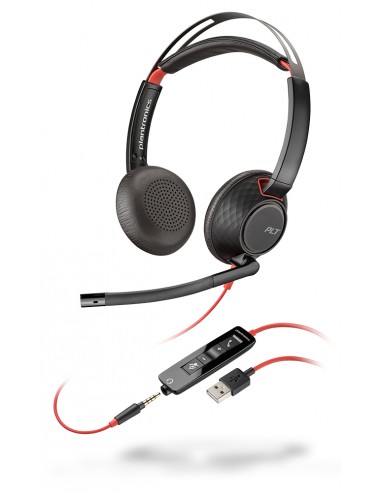 POLY : Blackwire C5220 Auriculares Alámbrico Diadema Oficina/Centro de llamadas USB tipo A Negro, Rojo