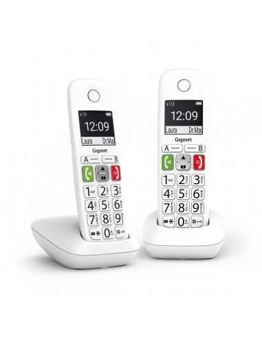 Gigaset : E290 Duo Teléfono DECT/analógico Identificador de llamadas Blanco