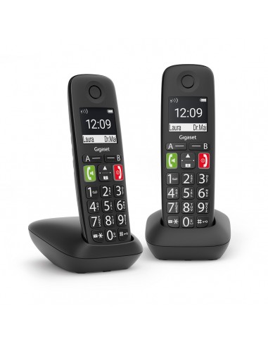 Gigaset : E290 Duo Teléfono DECT/analógico Identificador de llamadas Negro