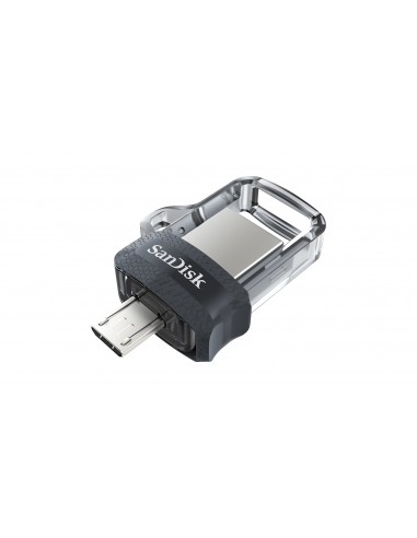 SanDisk : Ultra Dual m3.0 unidad flash USB 128 GB USB Type-A / Micro-USB 3.2 Gen 1 (3.1 Gen 1) Negro, Plata, Transparente