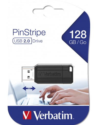 Verbatim : PinStripe - Unidad USB de 128 GB - Negro