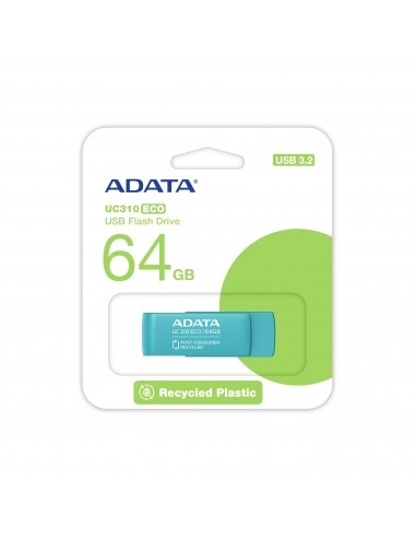 ADATA : UC310 ECO unidad flash USB 64 GB USB tipo A 3.2 Gen 1 (3.1 Gen 1) Verde