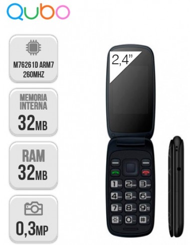 Qubo : Neo 2 Senior Phone 2,4" TFT DS Negro