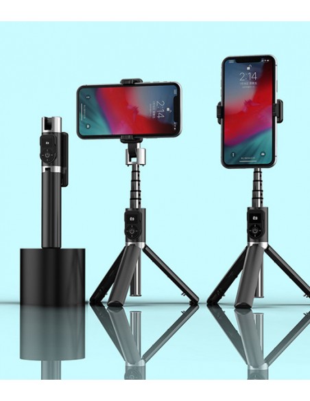 Trípode bluetooth para selfies giratorio (aluminio) - blanco