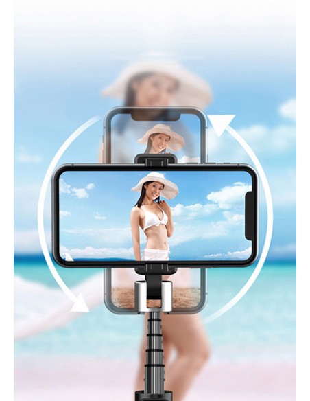 Trípode bluetooth para selfies giratorio (aluminio) - blanco