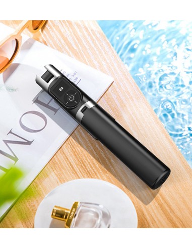 Trípode bluetooth para selfies giratorio (aluminio) - negro