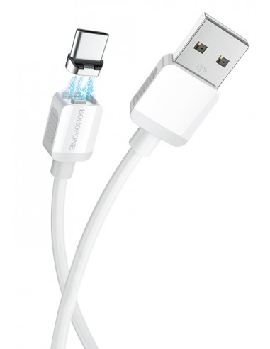Borofone : Cable de datos magnético BX57 (USB-A / USB-C) - blanco (blíster)