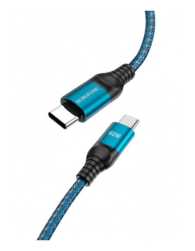 Borofone : Cable de datos trenzado BX56 (USB-C / USB-C) 60W 1,5m - negro (blíster)
