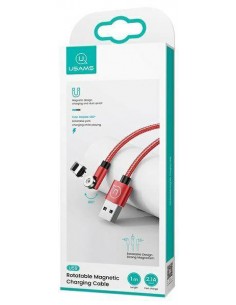 Usams : Cable de datos giratorio magnético (Lightning) - rojo (blíster)