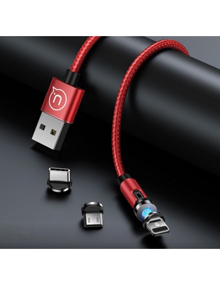 Usams : Cable de datos giratorio magnético (Lightning) - rojo (blíster)