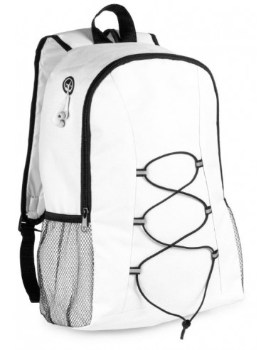 Mochila poliéster con rejilla (auriculares incluidos) - blanca